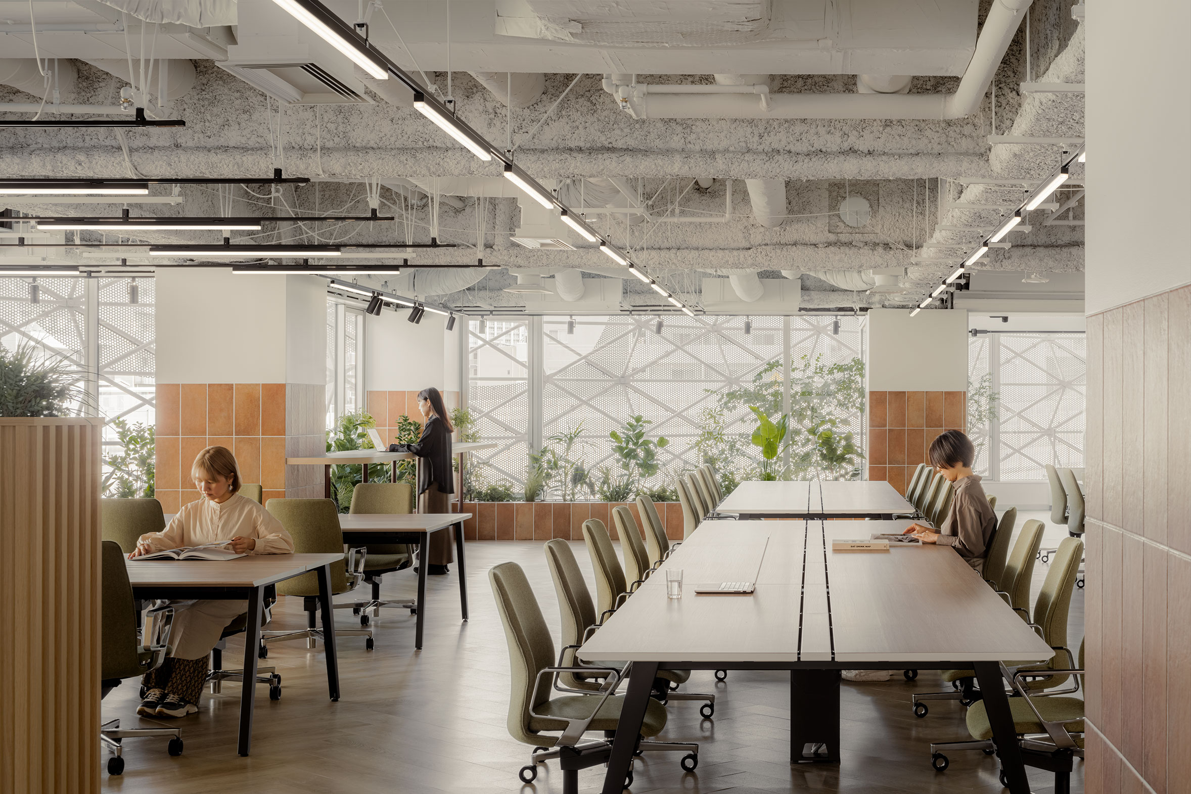 自然光と緑が美しい執務エリア